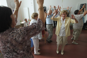 senior citizens dancing together
