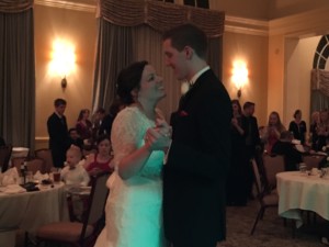 The bride and groom enjoy their first dance