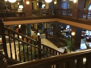 upper lobby balcony of hotel julien