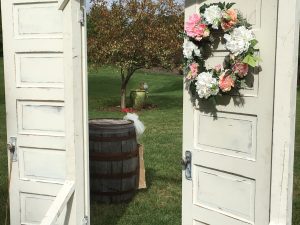 hornbaker gardens outdoor wedding ceremony doors