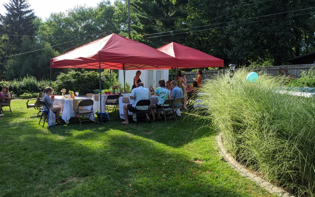 Backyard Pool Party Wedding Celebration