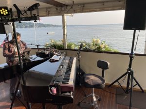 Lake Geneva Cruise Line wedding reception with dueling pianos and stunning lake views