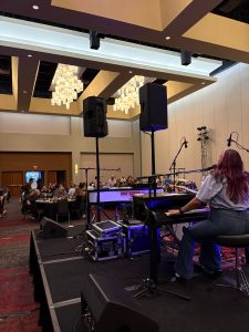 Isaac Cooremans performing with Felix And Fingers Dueling Pianos at Grand Hyatt San Antonio River Walk in San Antonio, Texas