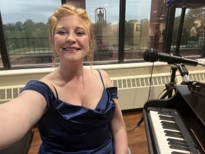 Maggie Boone performing with Felix And Fingers Dueling Pianos at Frontier Conference Center in Fort Leavenworth, Kansas