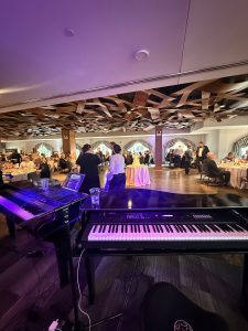 Jennifer Lee Knuth performing with Felix And Fingers Dueling Pianos at Elements at Water Street in Naperville, Illinois