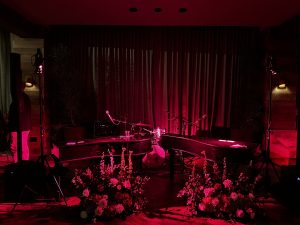 Karli Mitchell performing with Felix And Fingers Dueling Pianos at Thompson Austin, by Hyatt in Austin, Texas