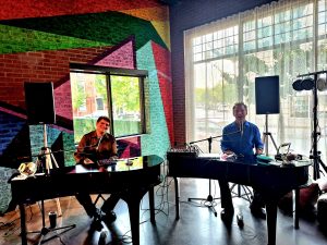 Steve Sipes performing with Felix And Fingers Dueling Pianos at Moxy Chattanooga Downtown in Chattanooga, Tennessee