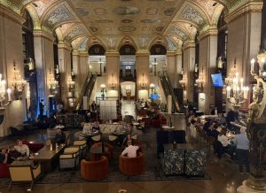 Michael Sherman performing with Felix And Fingers Dueling Pianos at Palmer House a Hilton Hotel in Chicago, Illinois